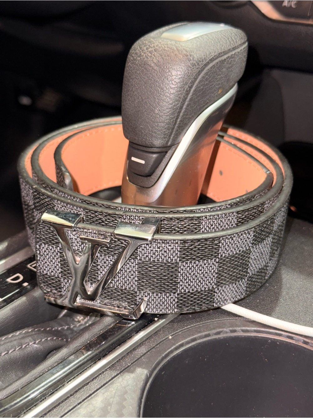 Louis Vuitton Men’s Gray Damier Graphite Canvas Belt with Silver LV Buckle